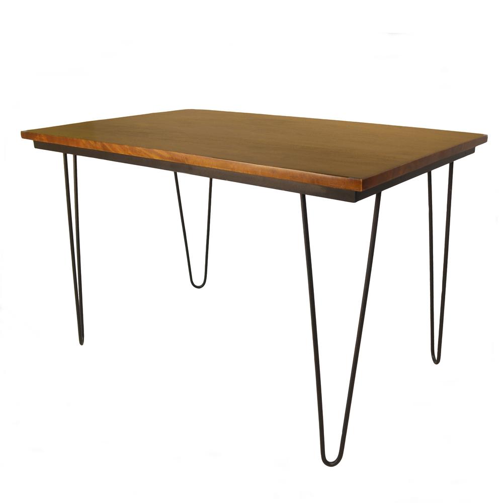 Ina Forge 30 In X 48 Griffith Elm And Black Bent Iron Leg 30 In X 48 Griffith Elm And Black Bent Iron Leg Dining Table