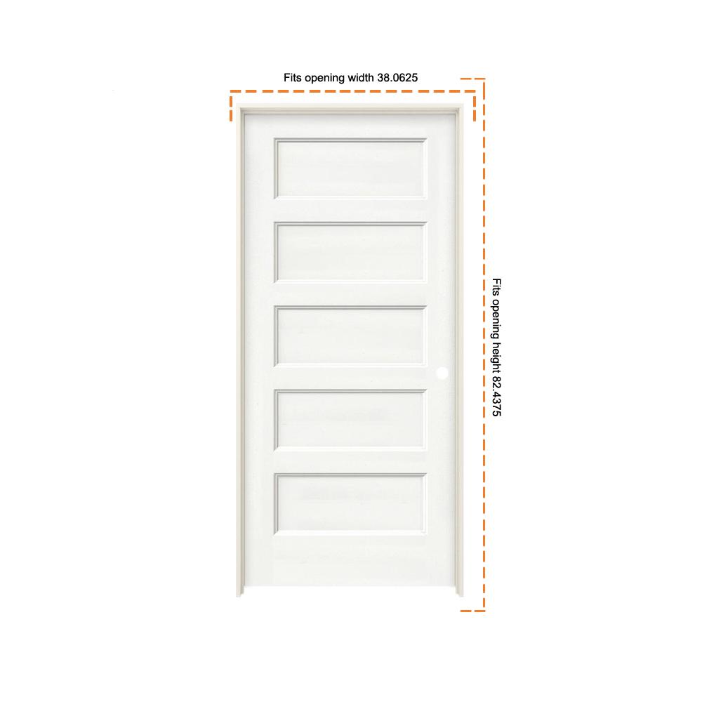 JELD-WEN 36 In. X 80 In. Conmore White Paint Smooth Solid Core Molded ...