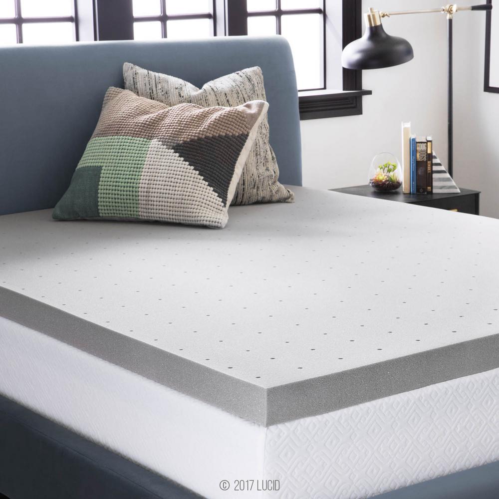 Lucid 3 in. Twin XL Bamboo Charcoal Memory Foam Mattress Topper