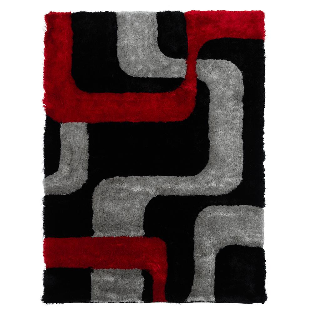 Casa Regina Gy Collection 3d Design Abstract Lines Red Black Casa Regina Gy Collection 3d Design Abstract Lines Red Black Soft 5 Ft X