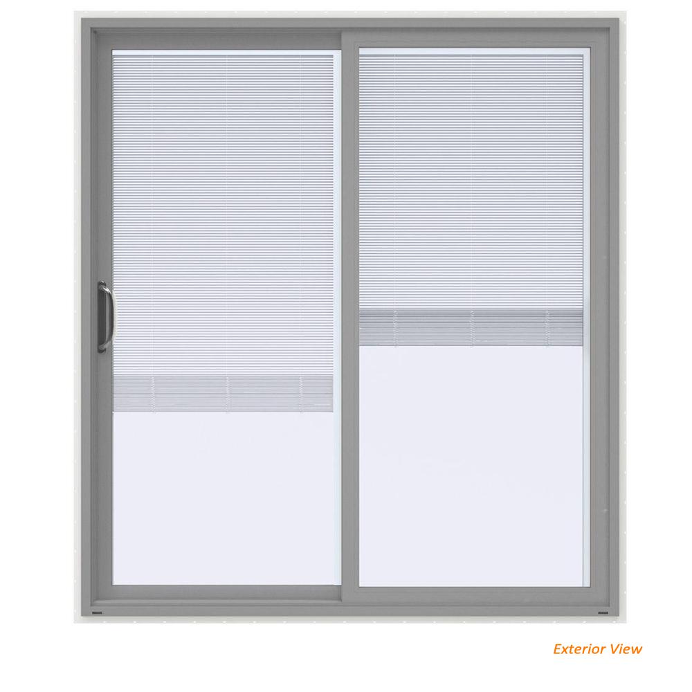 Jeld Wen 72 In X 80 In V 4500 Contemporary Silver Paint Vinyl Left Hand Full Lite Sliding