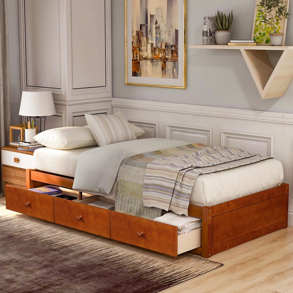 twin platform bed with drawers