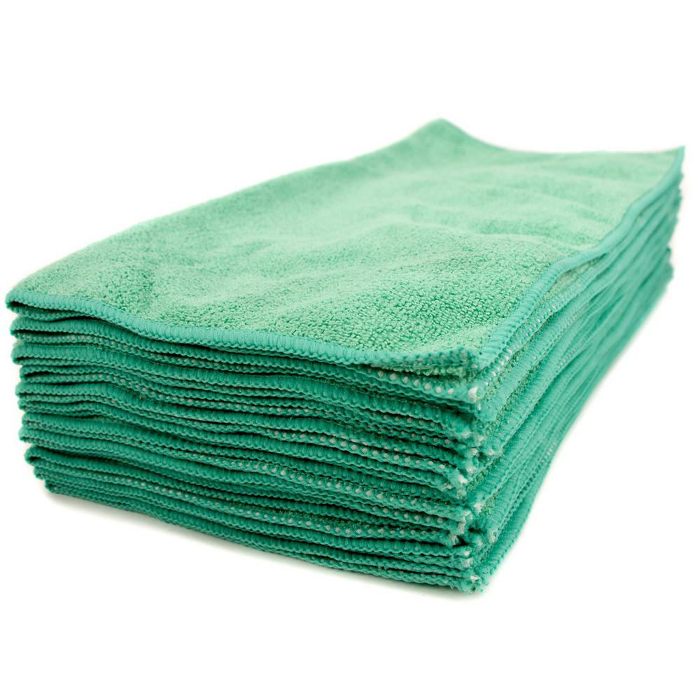 Adamax 16 in. x 16 in. Scrubbing Microfiber Cloth in Green - 12 Pack ...