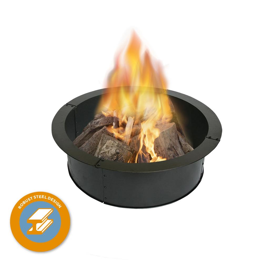 Blue Sky Outdoor Living Heavy Duty 28 In X 10 In Round Steel Wood Fire Pit Ring With 2 7 Mm Steel Fr28 The Home Depot