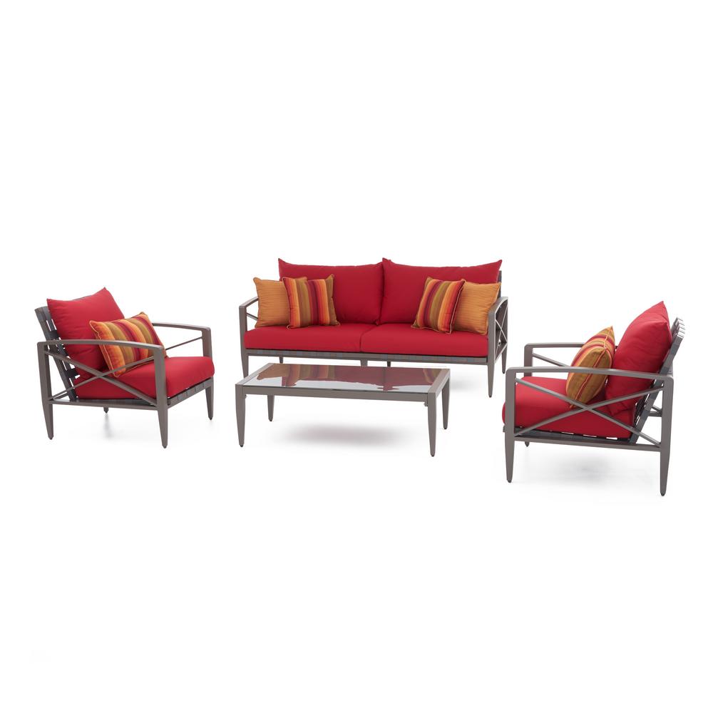 Hampton Bay Sauntera 5 Piece Wicker Patio Seating Set With Red Hampton Bay Sauntera 5 Piece Wicker Patio Seating Set With Red Cushions Frs80750 St The Home Depot