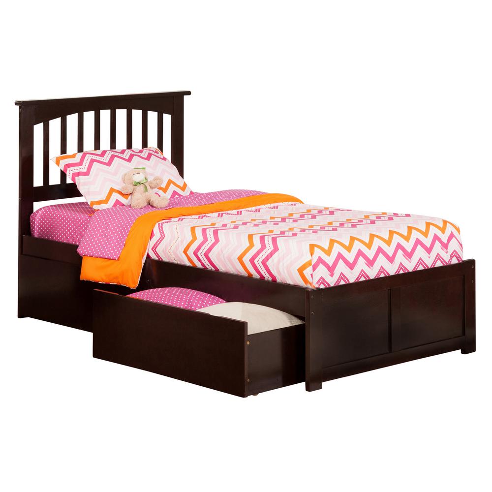 Atlantic Furniture Mission Espresso Twin Platform Bed With Flat Mission Espresso Twin Platform Bed With Flat Panel Foot Board And 2 Urban Drawers