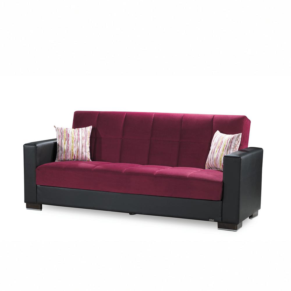Ottomanson Armada Burgundy Fabric Upholstery Sofa Sleeper
