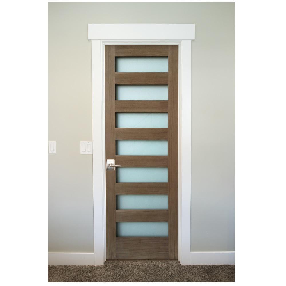 Stile Doors 32 In X 80 In 7 Lite Satin Etch Walnut Solid Core Wood Interior Door Slab