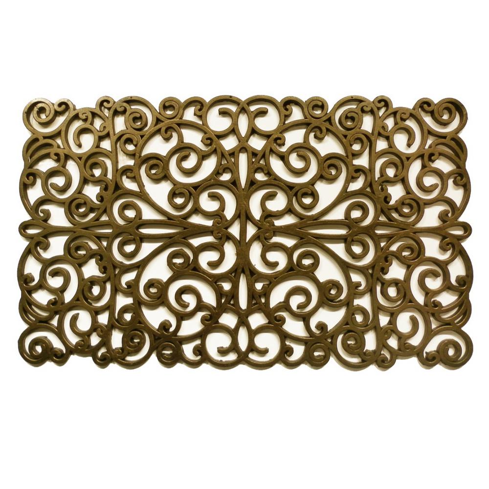 Home More Gold Scroll Rubber Door Mat 18 In X 30 In 900011830