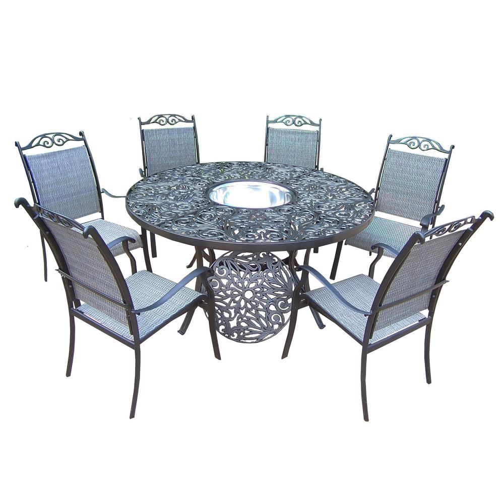 8 Piece Aluminum Outdoor Dining Set With Stainless Steel Ice Bucket
