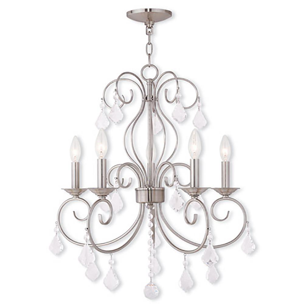 Livex Lighting Donatella 5 Light Brushed Nickel Chandelier 50765 91 Livex Lighting Donatella 5 Light Brushed Nickel Chandelier