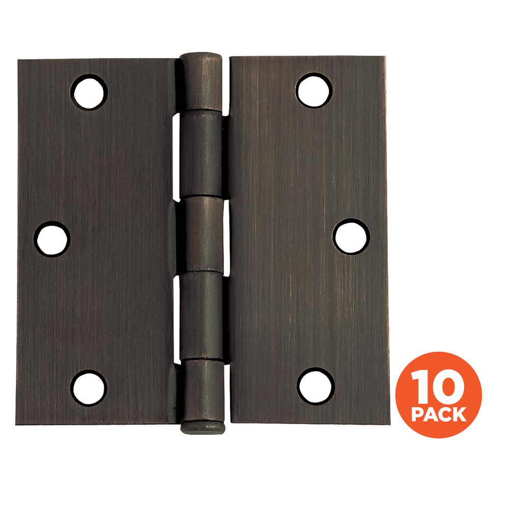 Everbilt 3 1 2 In X 5 8 Radius Oil Rubbed Bronze Door Hinge Square Corner Oil Rubbed Bronze Door Hinge Value Pack