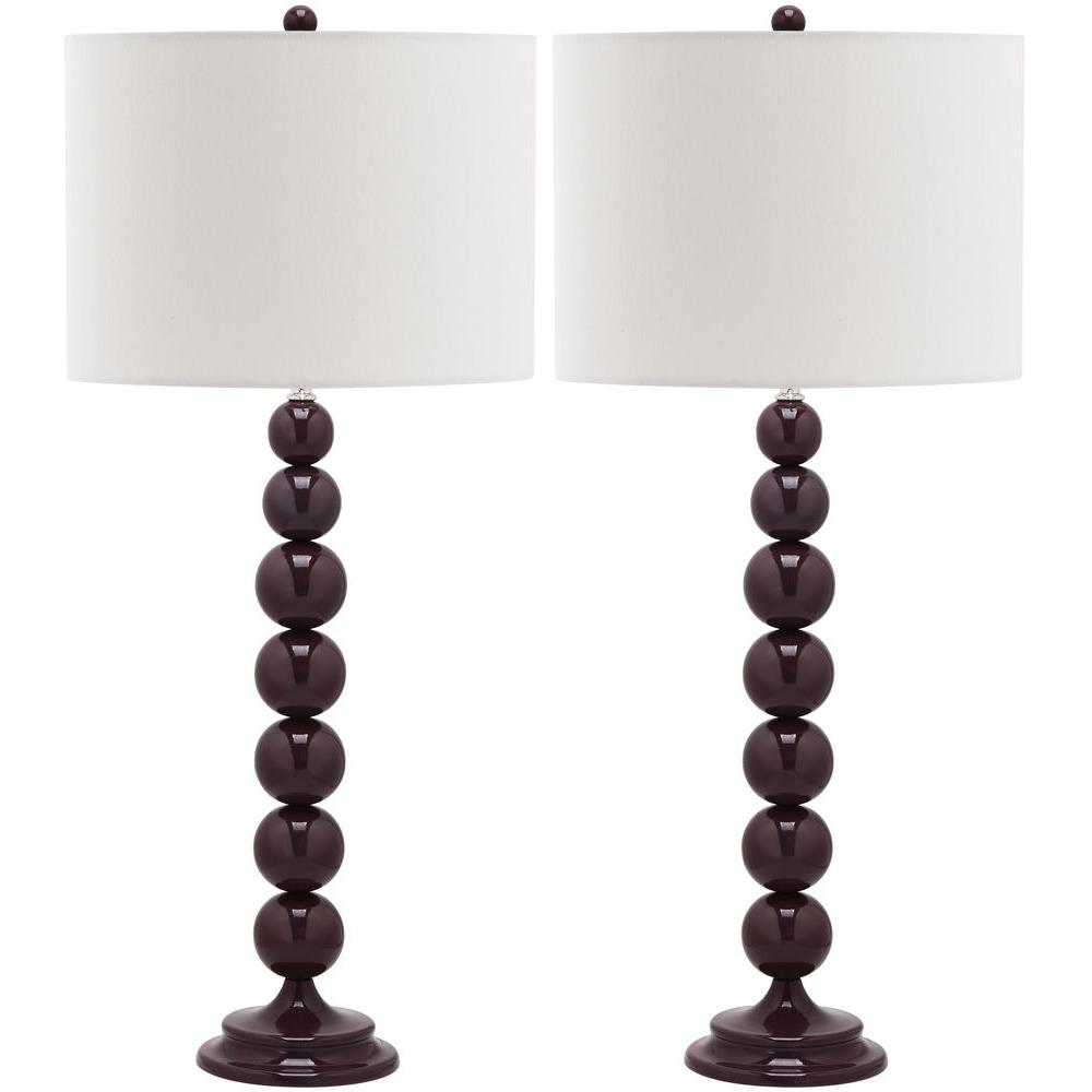 Safavieh Jenna 31 In Deep Purple Stacked Ball Lamp Set Of 2 Deep Purple Stacked Ball Lamp Set Of 2