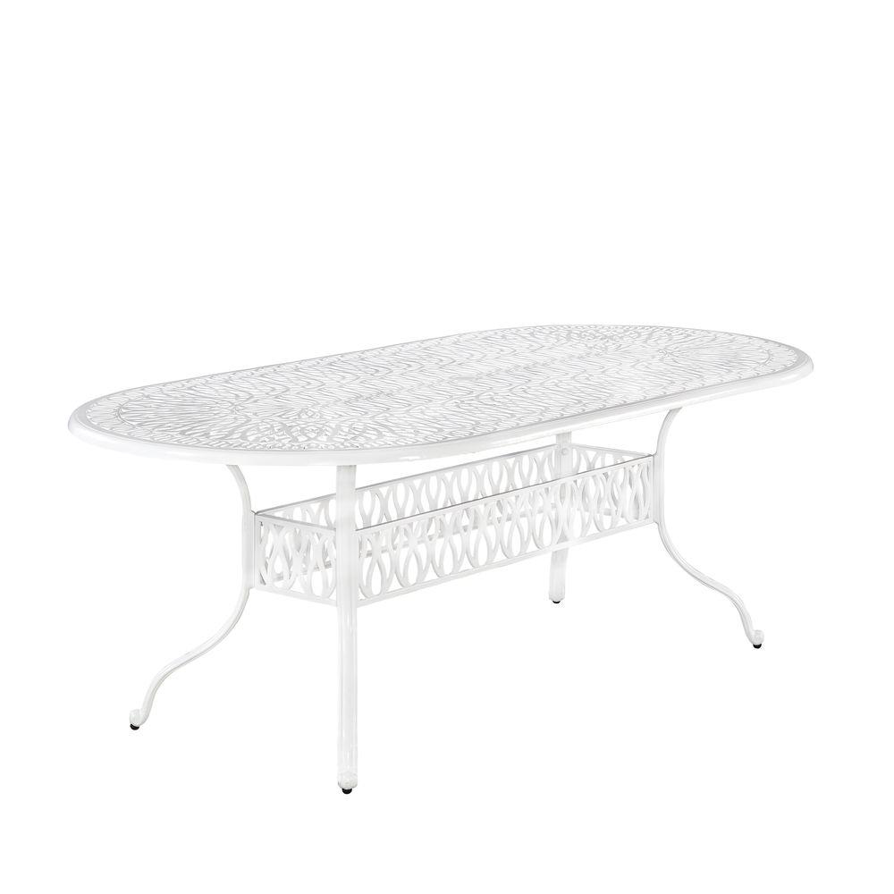 Glenbrook Patio Furniture Outdoors The Home Depot Fl Blossom White All Weather Oval Patio Dining Table