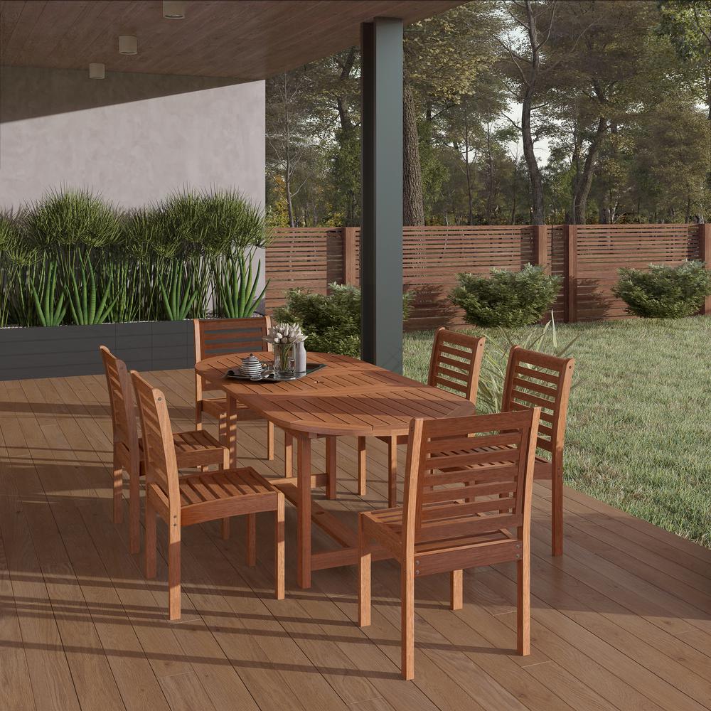Amazonia Eucalyptus 7 Piece Armless Oval Extendable Patio Dining Set Bt 470 7oval Ext The Home Depot