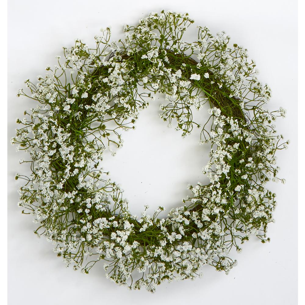 Round Whites Decorative Wreaths Artificial Plants Flowers Gypsophila Wreath On Natural Twig Base
