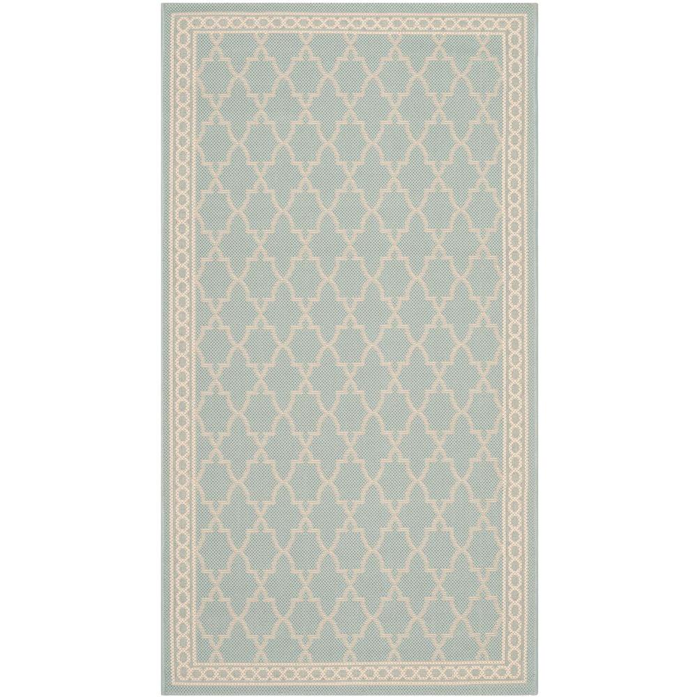 Safavieh Courtyard Aqua/Beige 3 ft. x 5 ft. Indoor/Outdoor Area Rug
