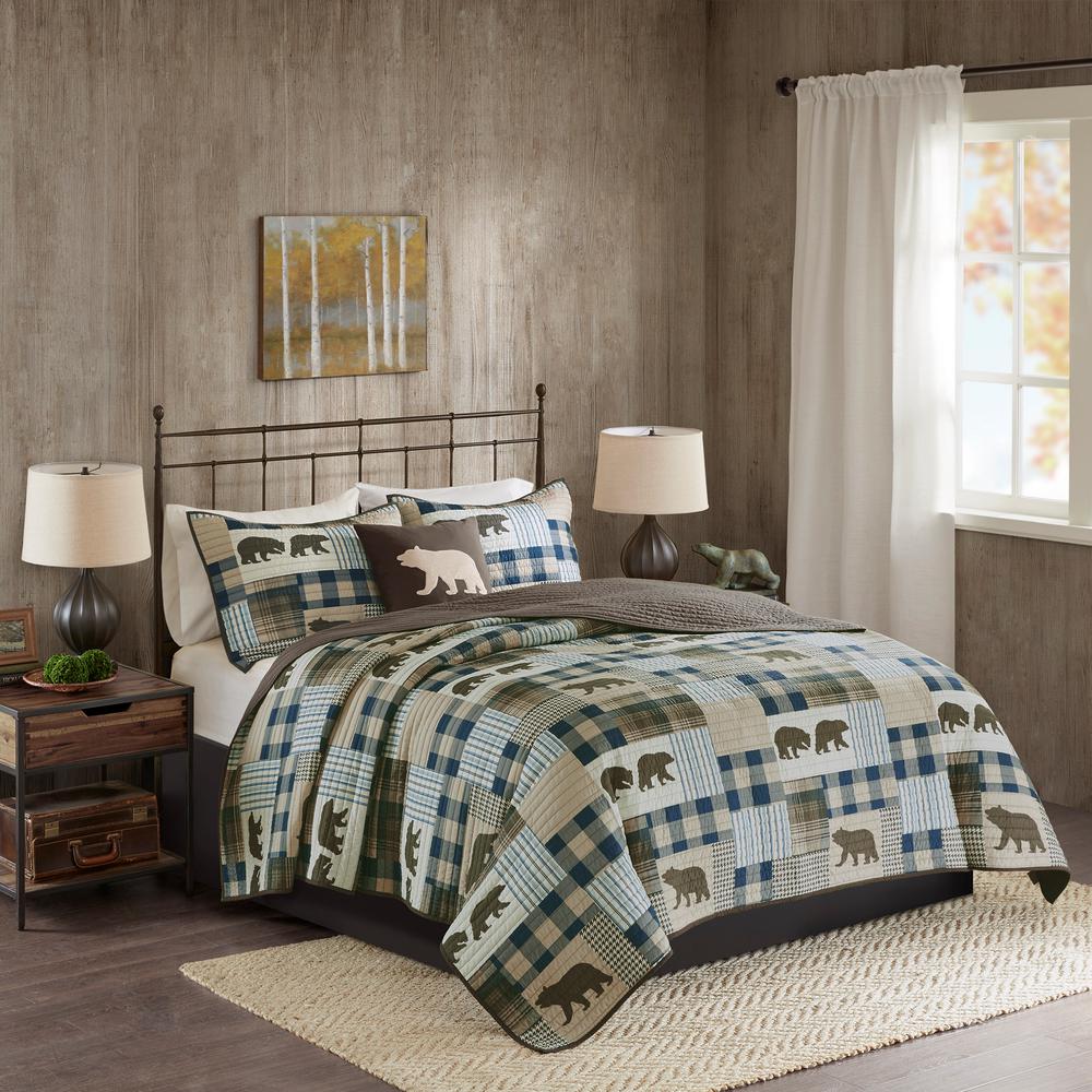 Woolrich Twin Falls 4 Piece Brown Blue Full Queen Oversized
