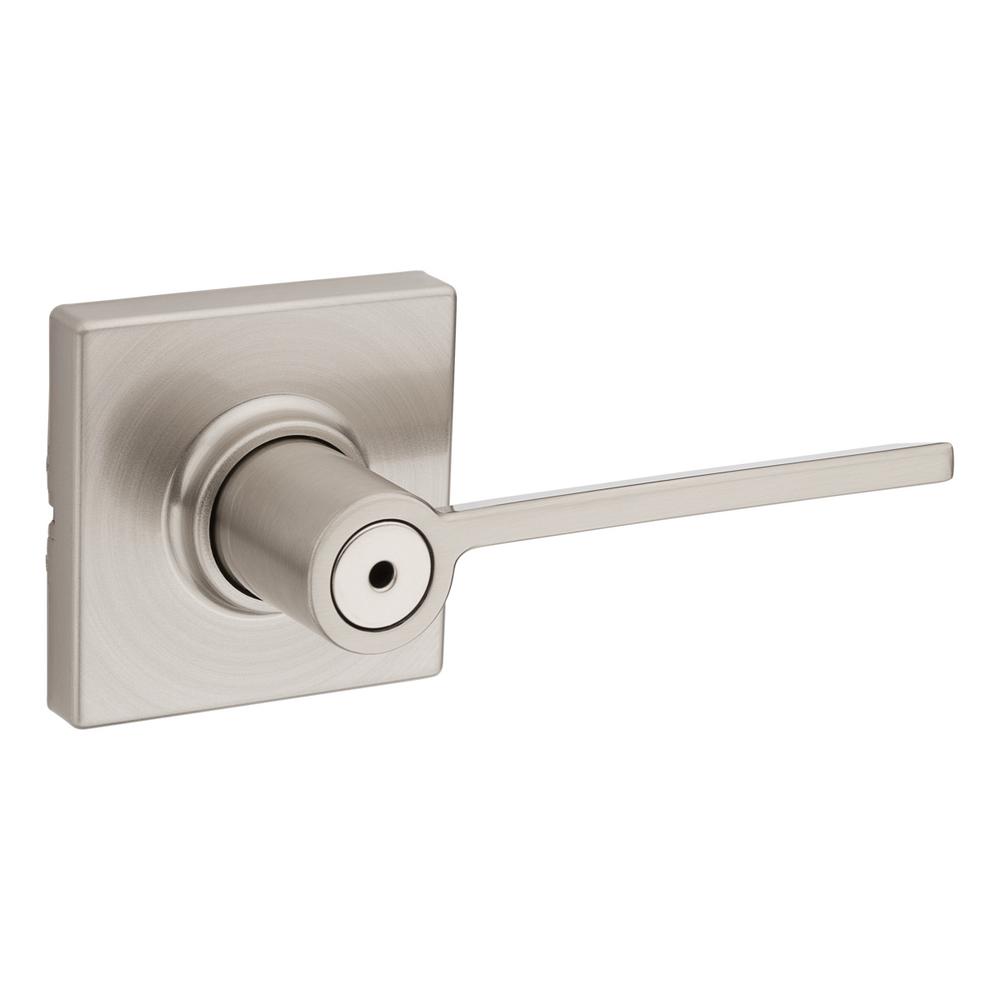 Kwikset Ladera Satin Nickel Bed And Bath Door Lever With Square Trim Featuring Microban Antimicrobial Technology 300lrlsqt156alr The Home Depot