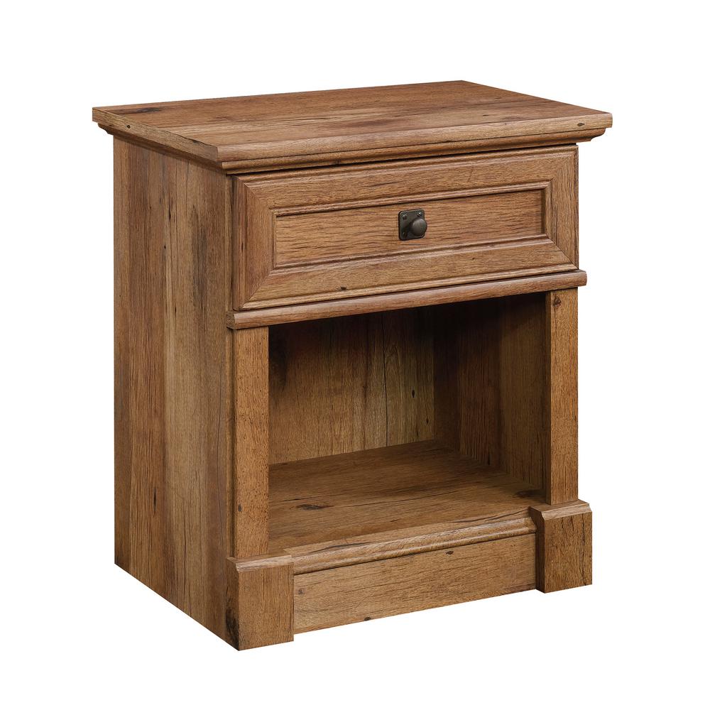 Sauder Palladia 1 Drawer Vintage Oak Nightstand 420610 The