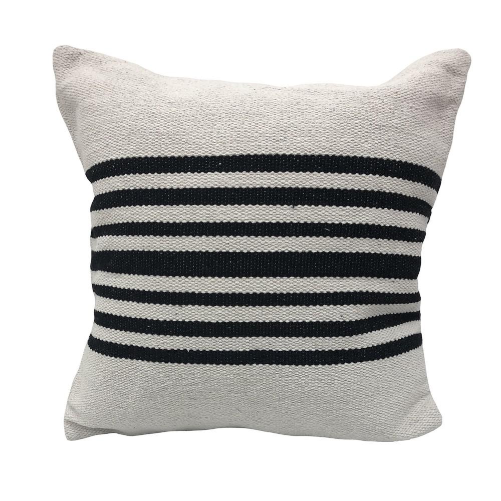LR Home Bold Black Striped Soft PolyFill 22 in. x 22 in. Throw Pillow