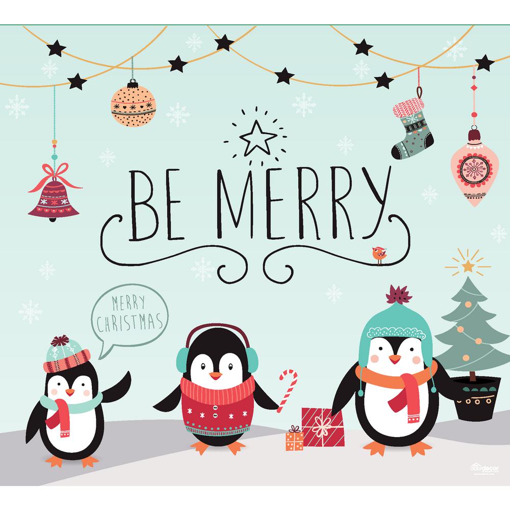 My Door Decor 7 Ft X 8 Ft Merry Penguins Christmas Garage Door Decor Mural For Single Car Garage