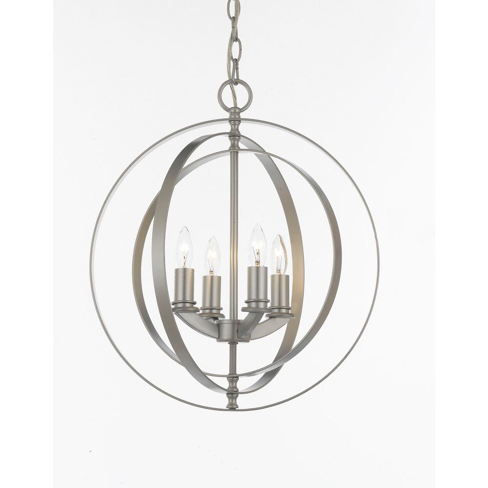 Harrison Lane Contemporary 4 Light Silver Orb Chandelier T1 1020