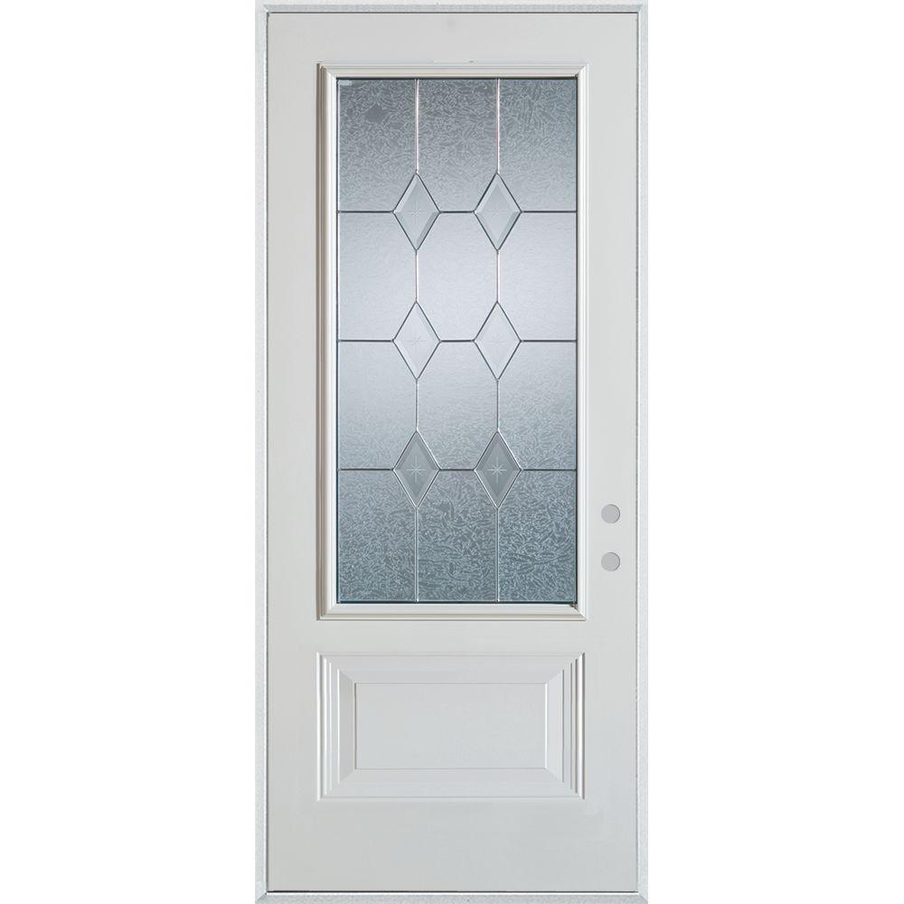 Stanley Doors 36 In X 80 In V Groove 3 4 Lite 2 Panel Prefinished White Right Hand Inswing Steel Prehung Front Door 3050e D 36 R The Home Depot