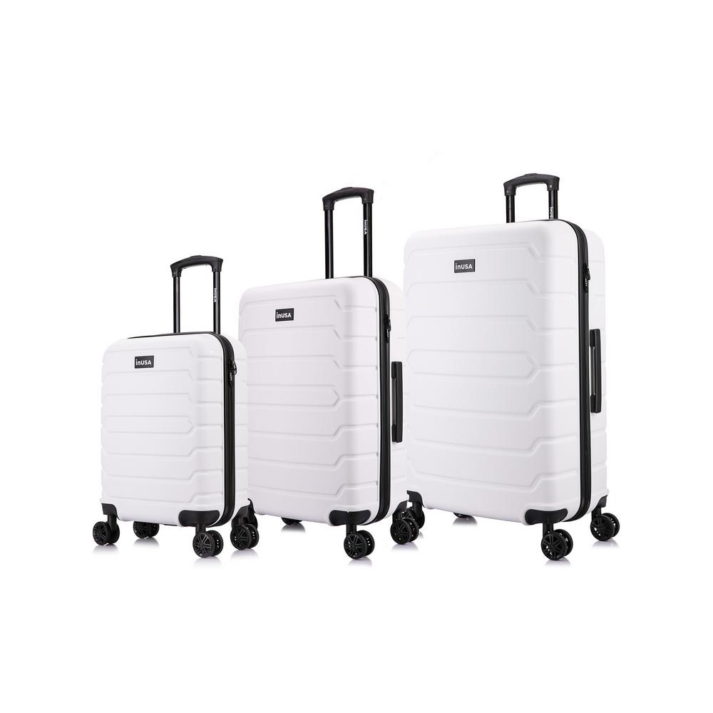InUSA Trend Lightweight Hardside Spinner 3pc Luggage Set - White