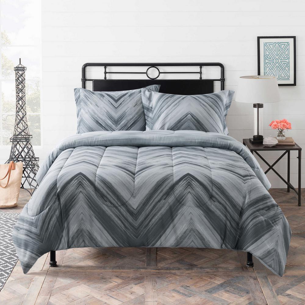 Gizmo Kids Linden 3 Piece Grey Diamond Full Comforter Set Gk646gy02 The Home Depot