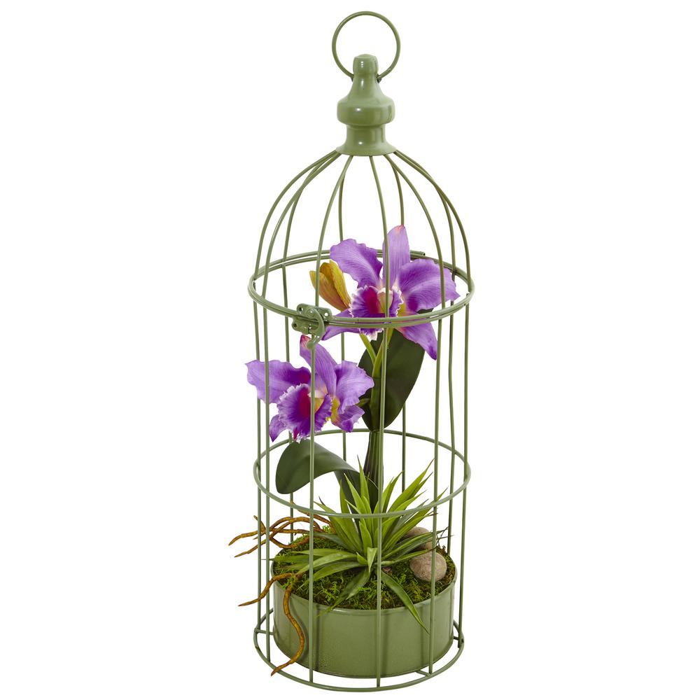 Nearly Natural Indoor Cattleya Orchid Silk Arrangement In