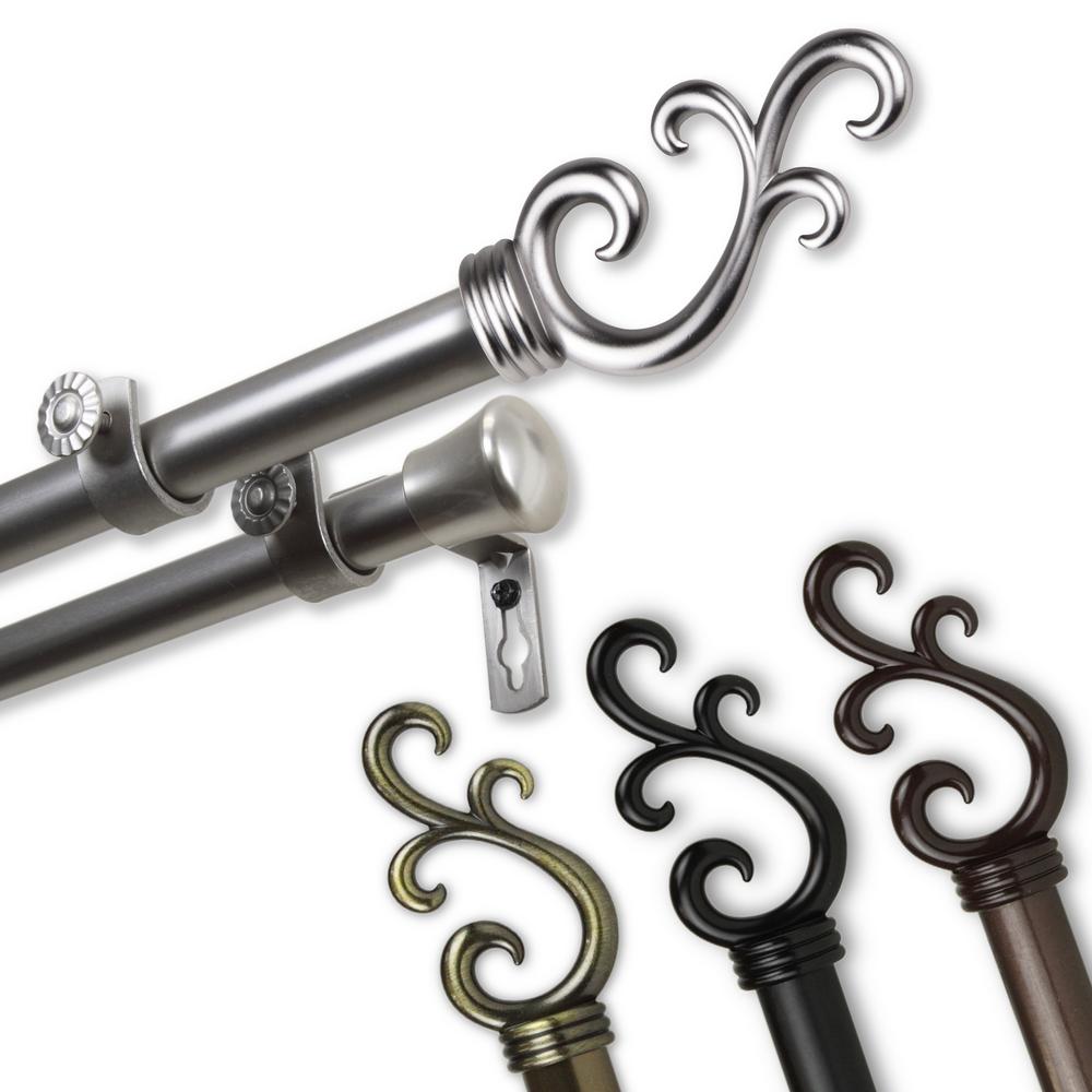 66 in. 120 in. Adjustable 13/16 in. Carolyn Double Curtain Rod in