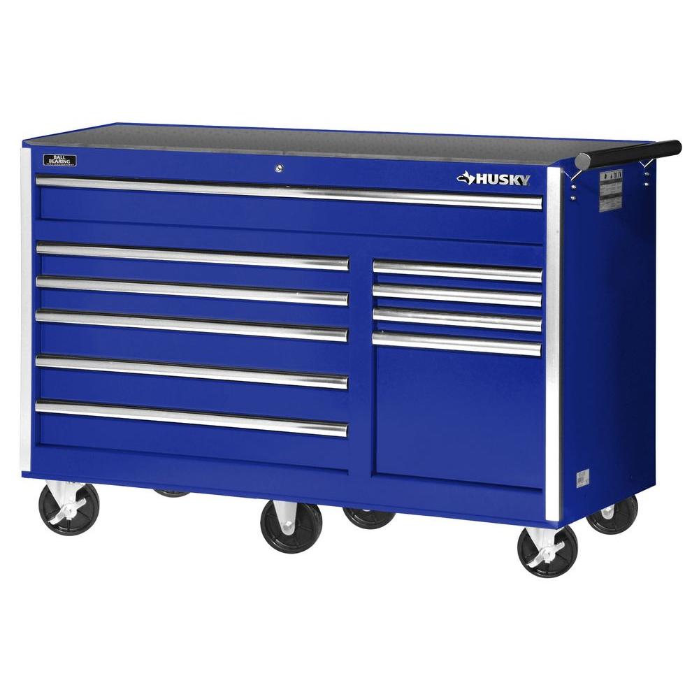 Husky 56 in. 10-Drawer Cabinet Tool Chest, Blue-VRB-5610BUHU - The Home ...