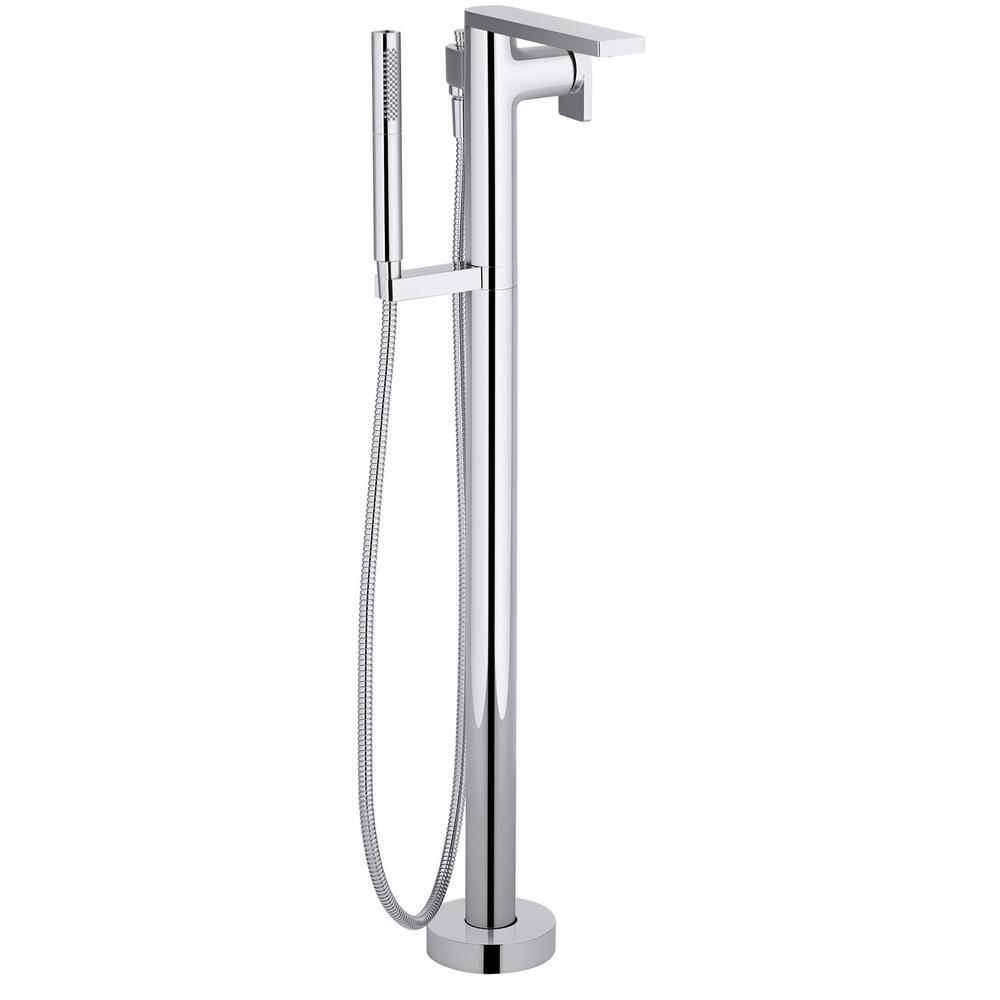 KOHLER Composed Single Handle Claw Foot Tub Faucet with Bath Filler and Handshower in Polished 