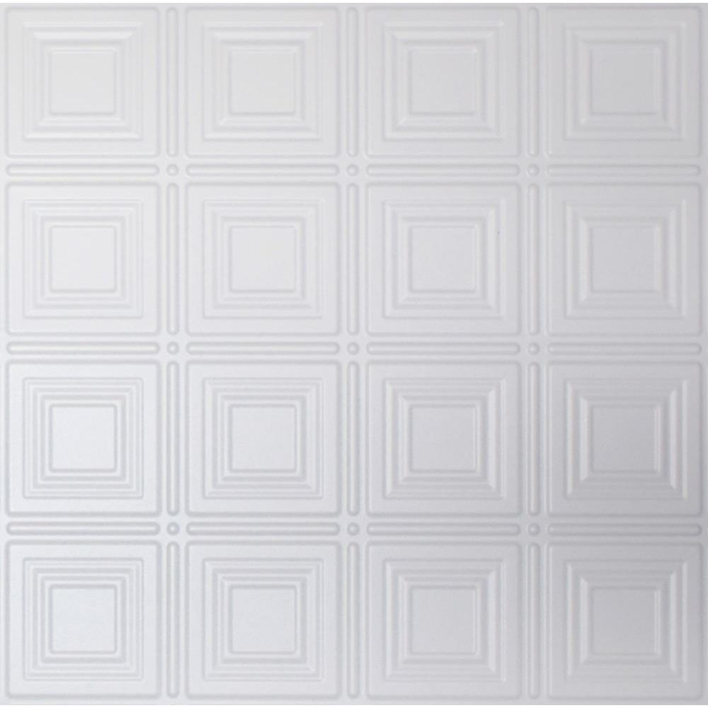 Global Specialty Products Dimensions 2 Ft X 2 Ft White Tin Ceiling Tile For Refacing In T Grid Systems