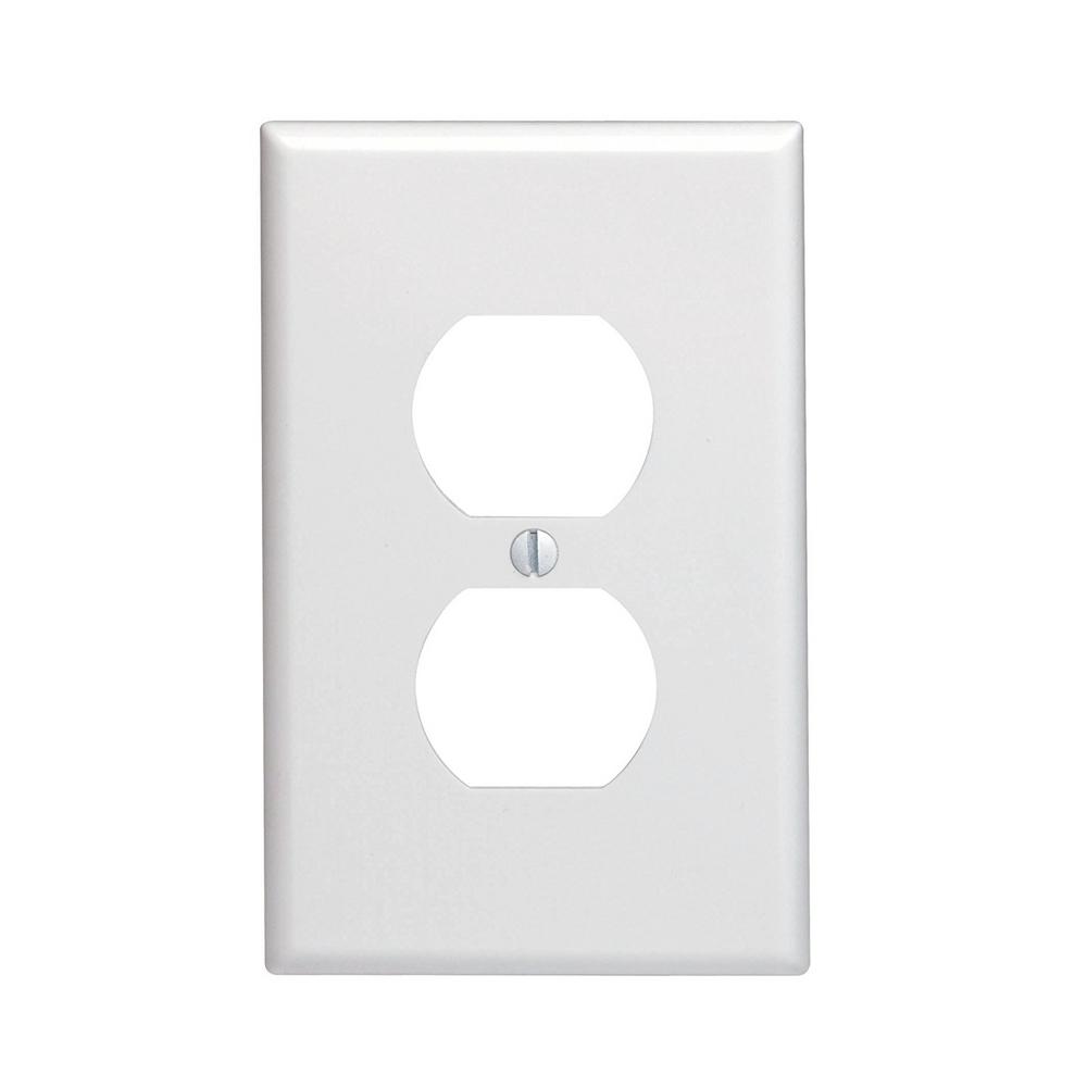 Leviton 1Gang Receptacle Duplex Wall Plate and Midsize in White80503