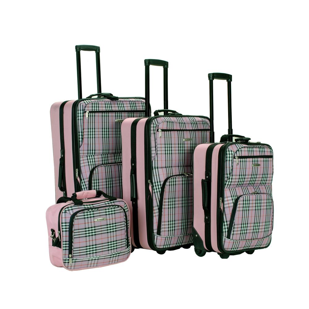 Rockland Beautiful Deluxe Expandable Luggage 4-Piece Softside Luggage Set, Pink Plaid, Pinkcross was $239.0 now $88.43 (63.0% off)