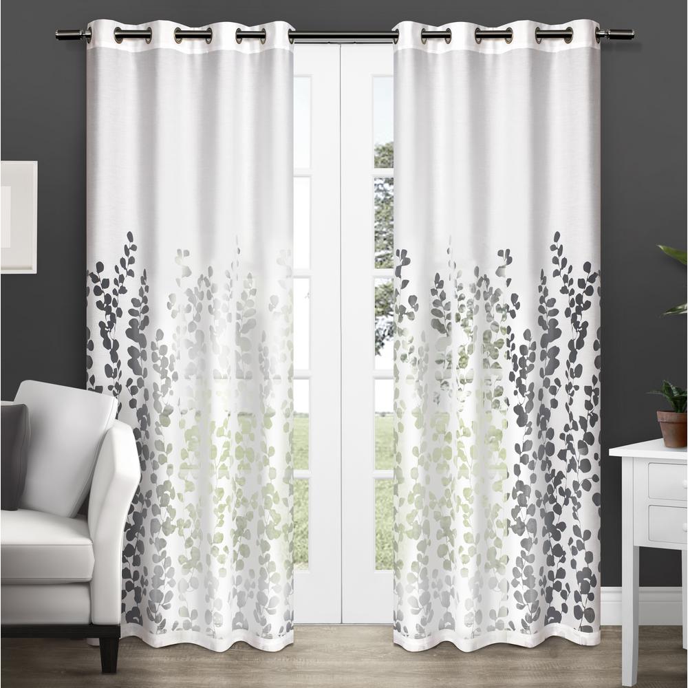 Burnout Fl Design 84in Long Set Of Two Sheer Grommet Window Curtain Panels Sheer Grommet Window Curtain Panels