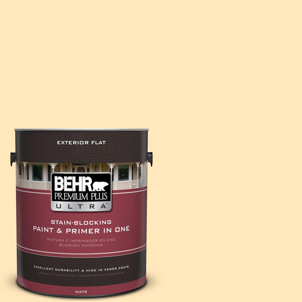 BEHR Premium Plus Ultra 1gal. PPL69 Sunkissed Yellow Flat Exterior