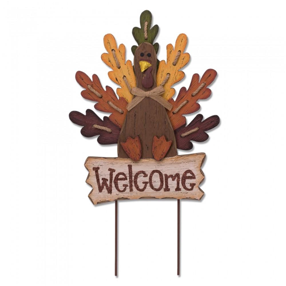 Turkey Yard Sign Wooden Stake Outdoor Thanksgiving Fall Autumn