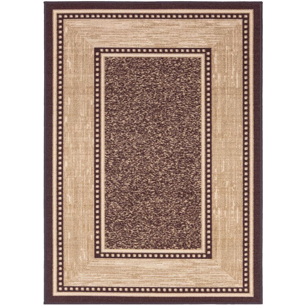 Ottomanson Contemporary Bordered Design Brown 8 Ft 2 In X 9 Contemporary Bordered Design Brown 5 Ft X 6 In Non