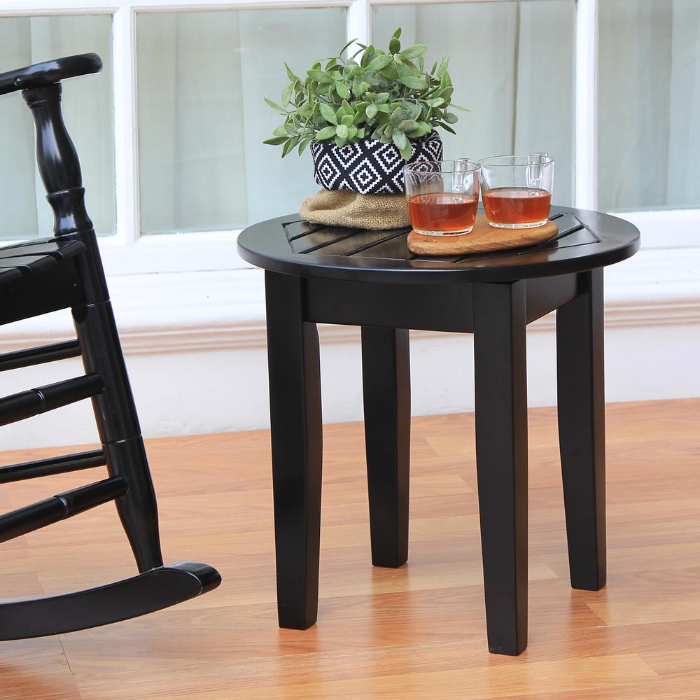 Cambridge Casual Alston Black Round Wood Outdoor Side Table-HD-180590