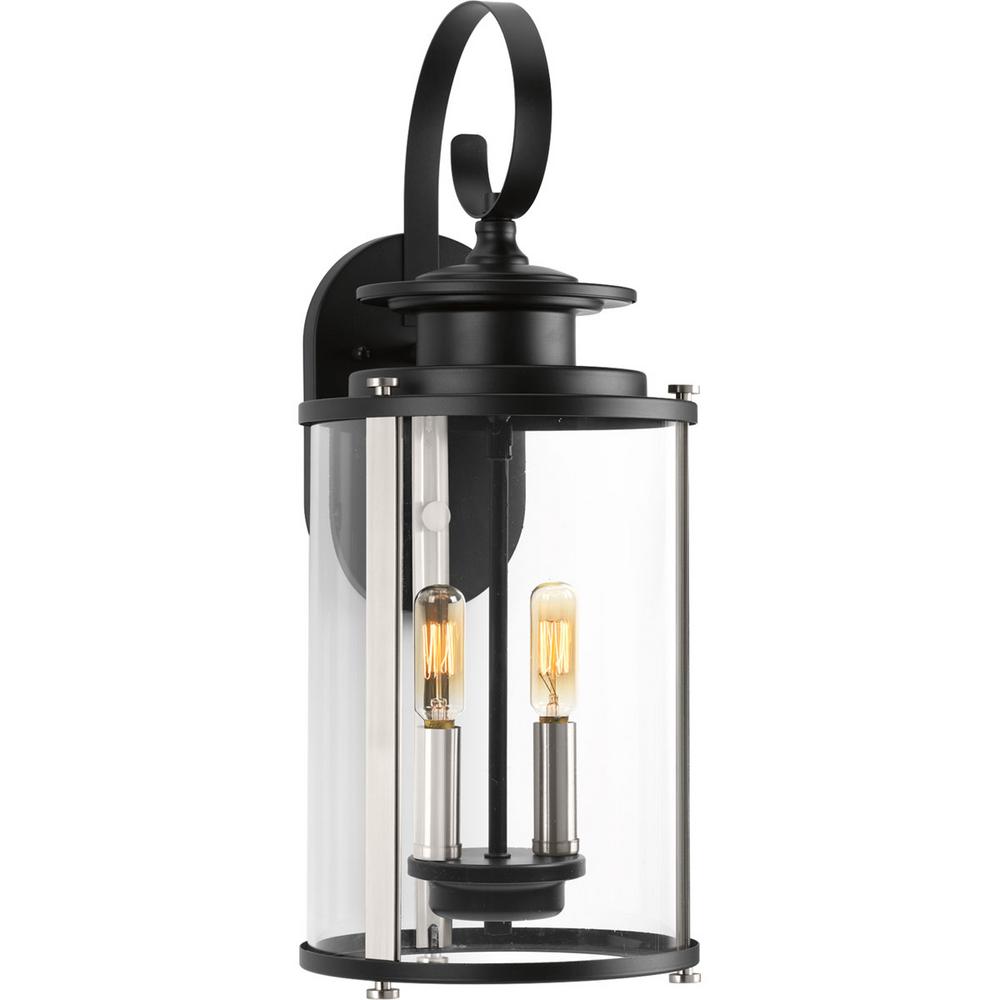progress lighting black 2 light wall lantern