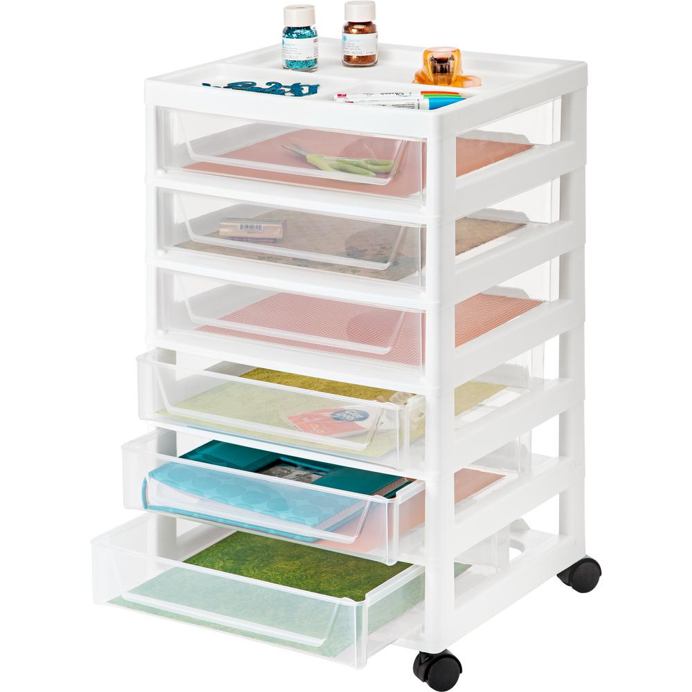 Iris 90 Qt 6 Drawer Scrapbook Cart In White 585451 The Home Depot