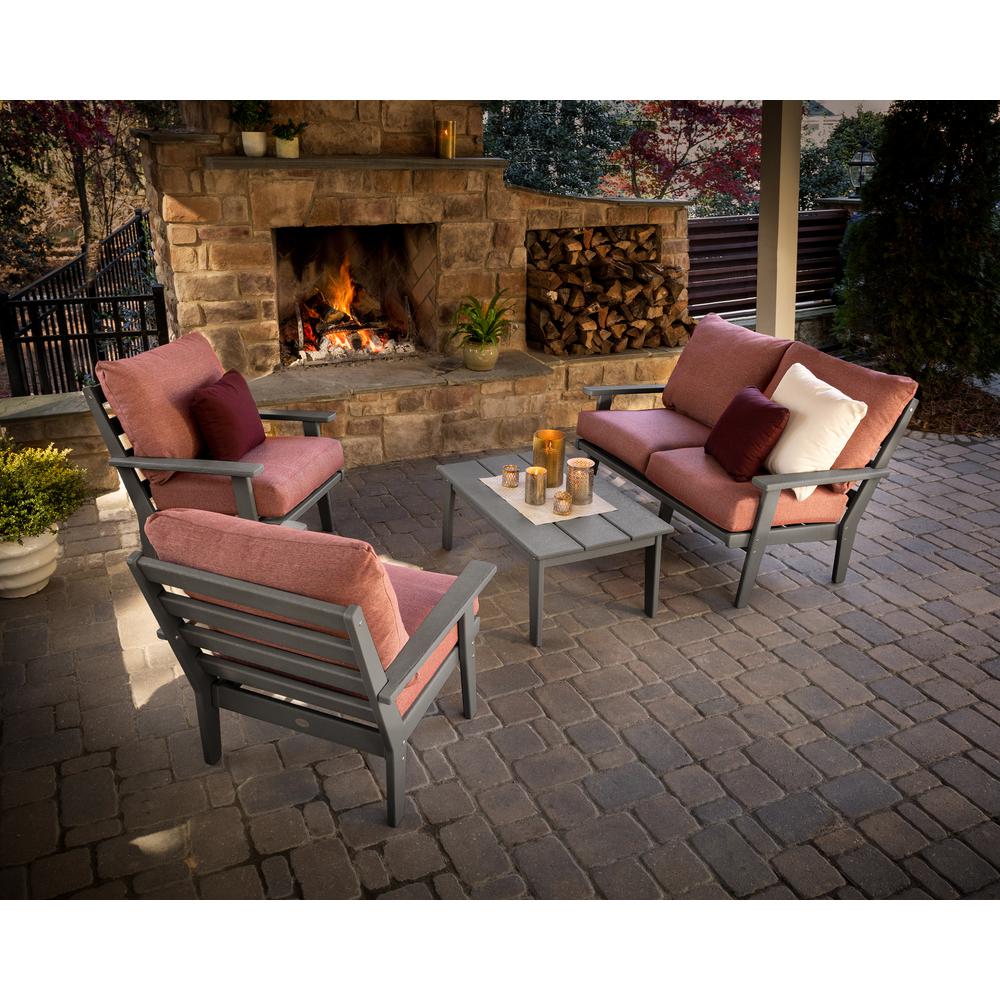 Polywood Grant Park Slate Grey 4 Piece Plastic Patio Conversation Polywood Grant Park Slate Grey 4 Piece