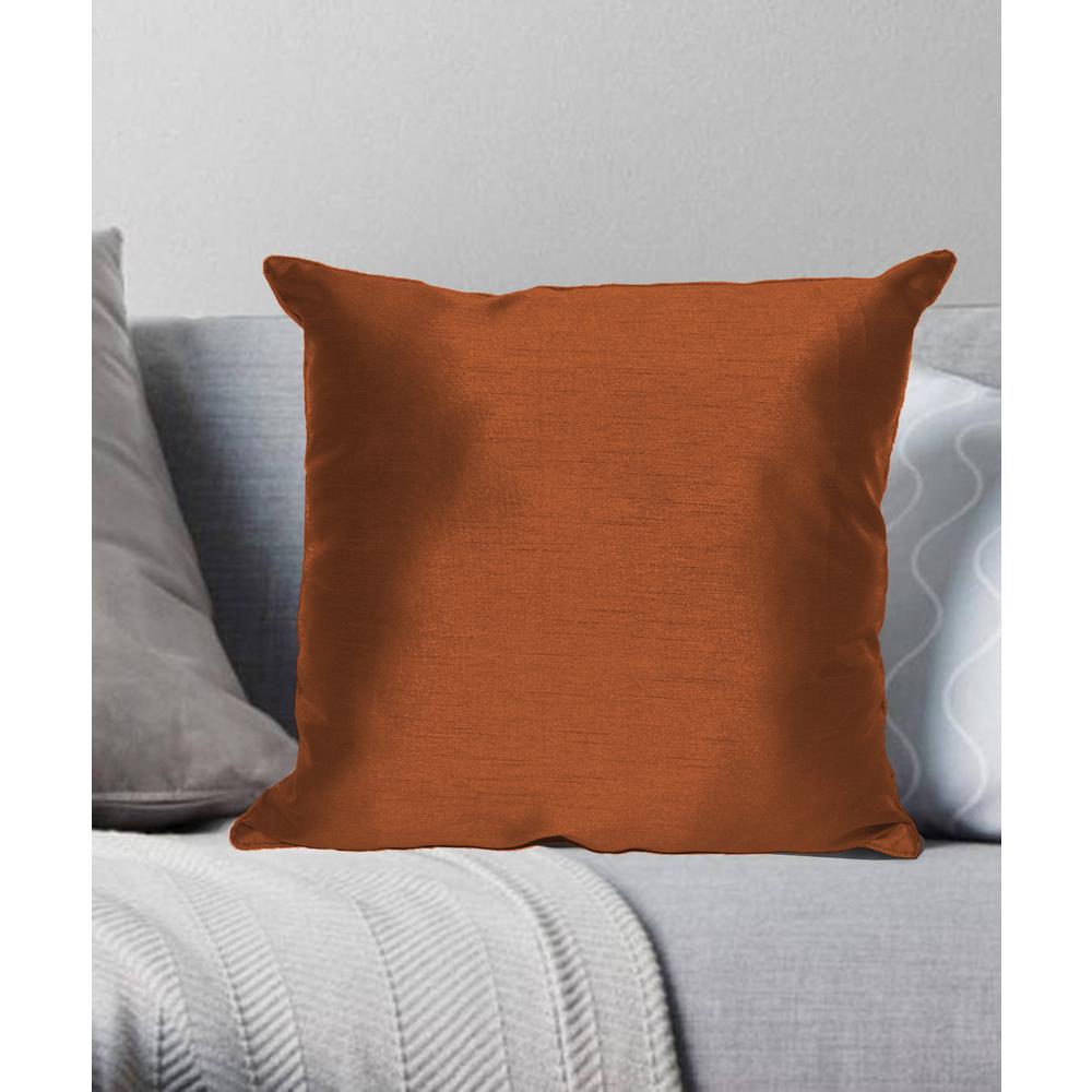 Unbranded Faux Silk Burnt Orange Solid Faux Silk Polyester 18 in. x 18