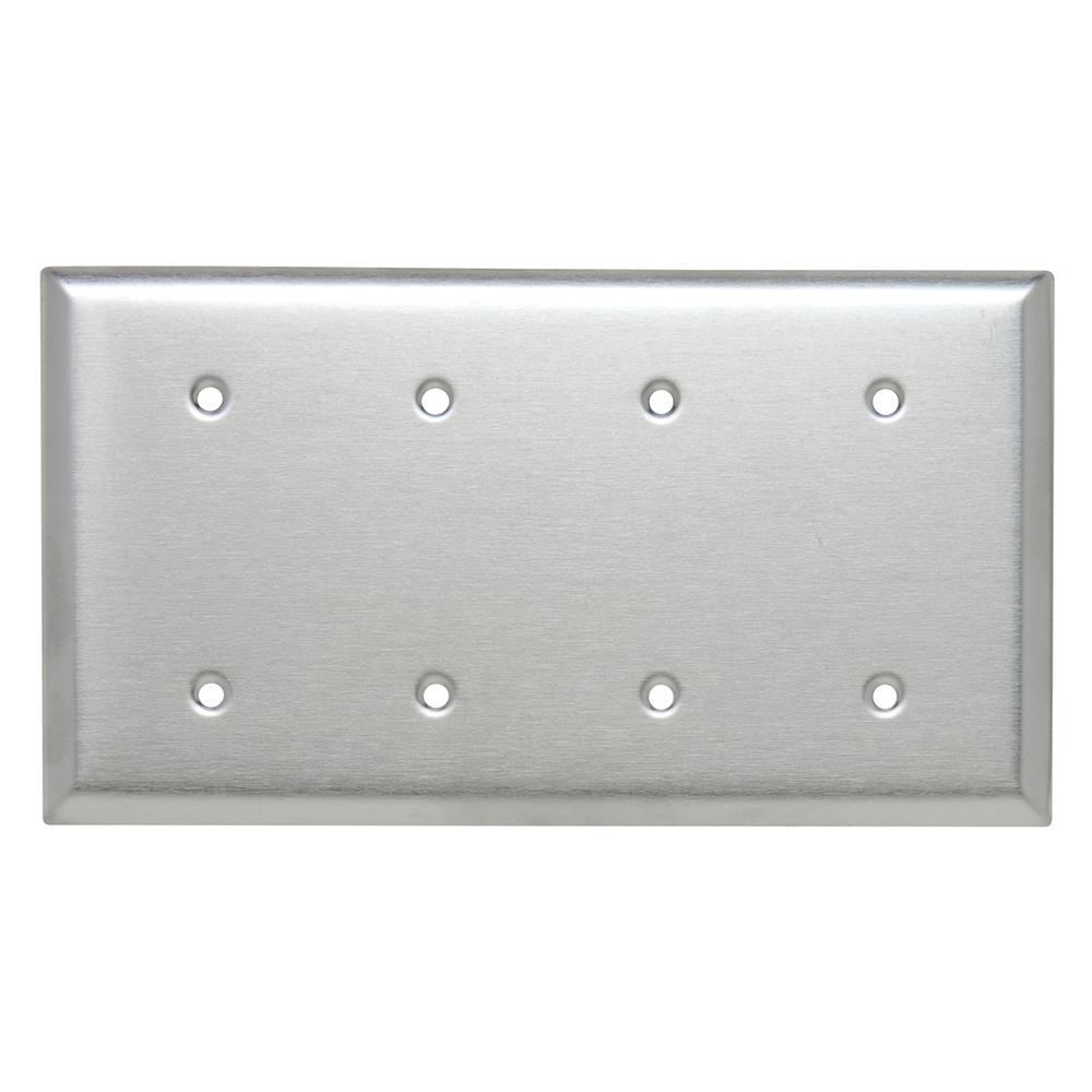 302 Series 4Gang Blank Wall Plate in Stainless SteelSS44 The Home Depot