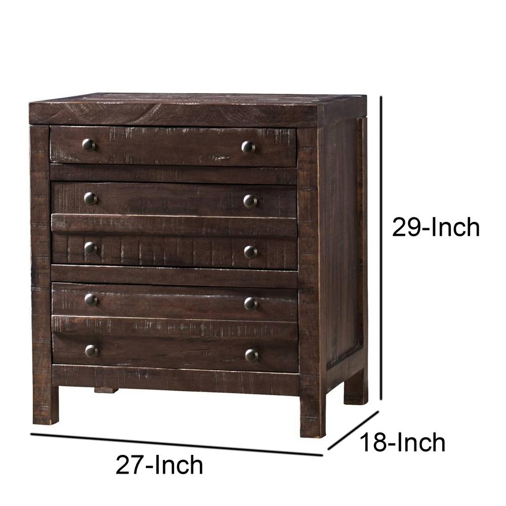 Benjara Brown Wooden Nightstand With 3 Drawer 18 In L X 27 In W X 29 In H Bm187668 The Home Depot