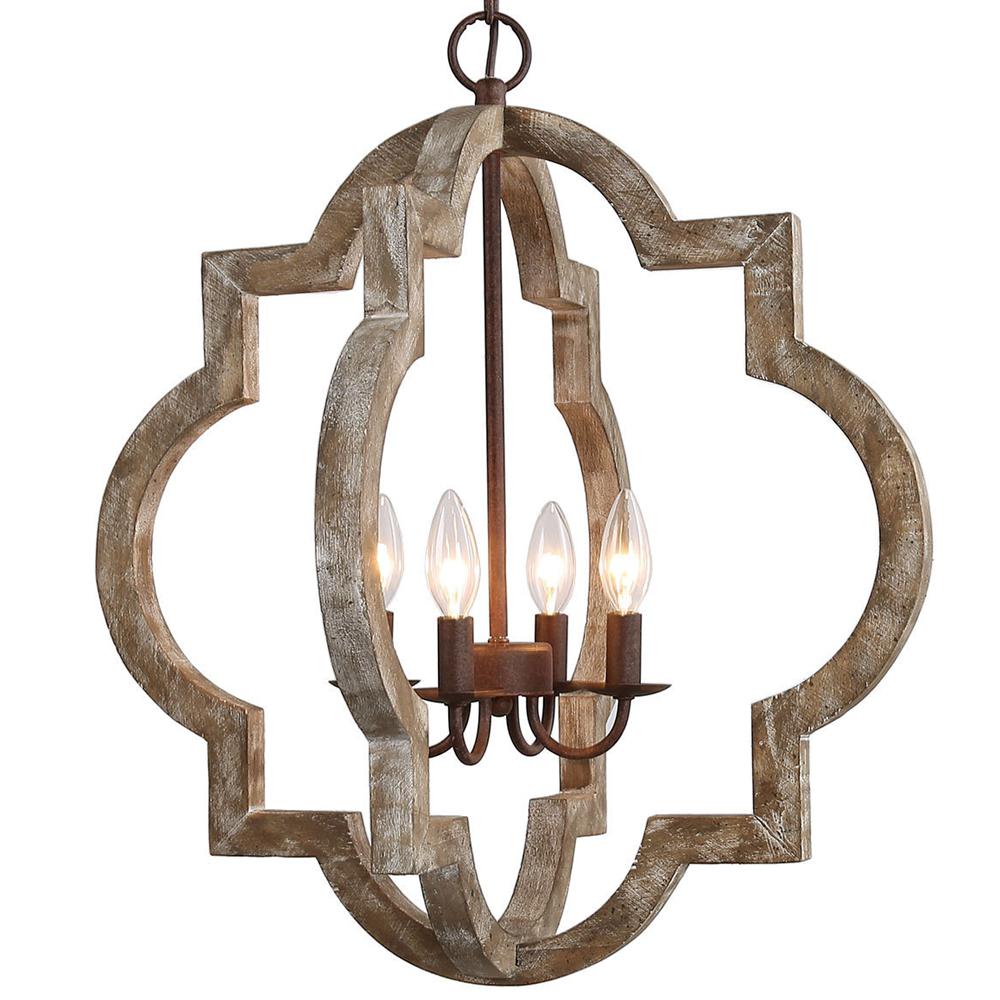 LNC Modern Farmhouse Cage Chandelier Bronze 4Light Island Candlestick