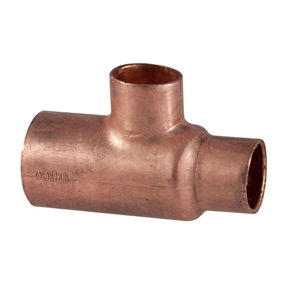 Everbilt 3 4 In X 1 2 In X 1 2 In Copper Pressure All Cup Reducing Tee Fitting C611hd The Home Depot